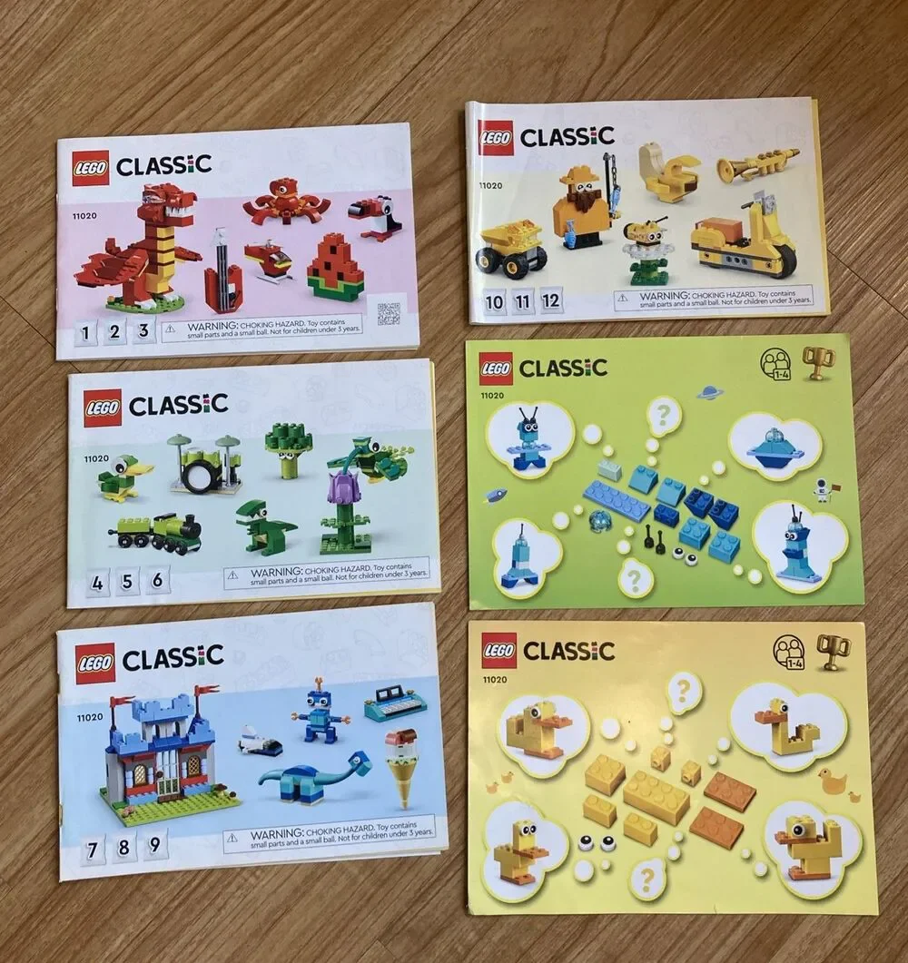 Lego Classic 11020 Instruction Manuals Only, 4 Booklets and 2 Cards